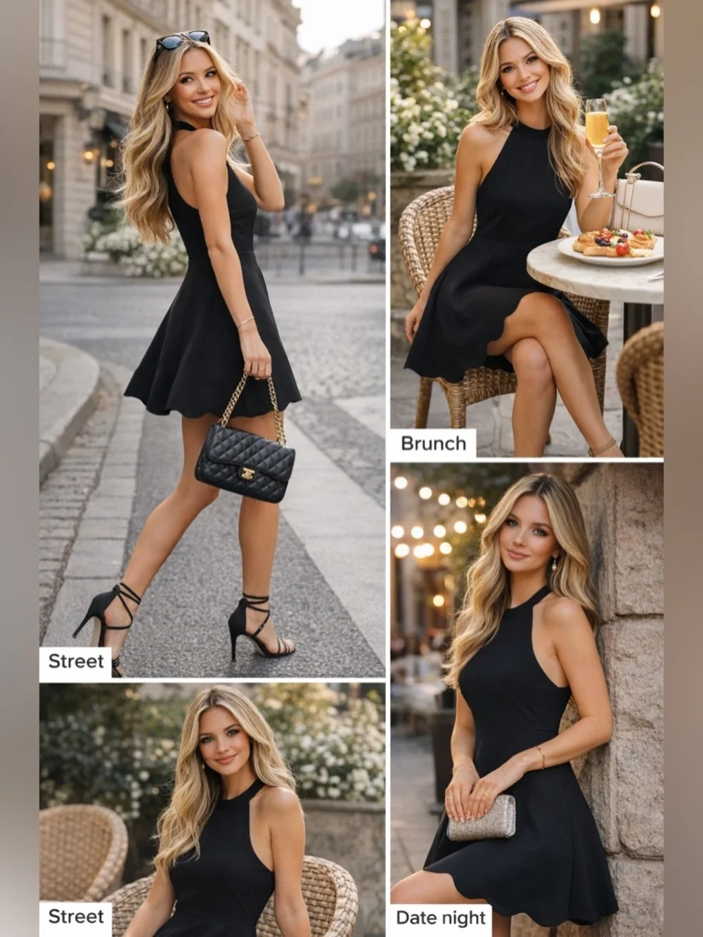 Lulu's Black Halter Scallop-Hem Mini Dress - Picture 2 of 6